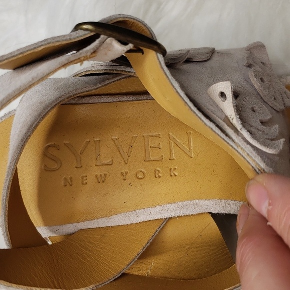 Sylven NY Botanica Suede Leather Sandal w Buckled Ankle Strap pale lilac - Picture 11 of 16